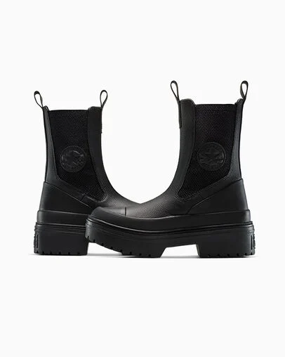 Chuck Taylor All Star Lugged Heel Chelsea Boot Black/Black/Black, Detail Angle View
