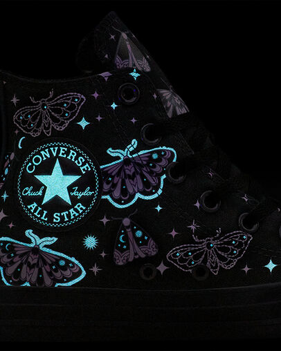 Chuck Taylor All Star Glow In The Dark Moths Black/Black/Cliffside Rose, Reflective View