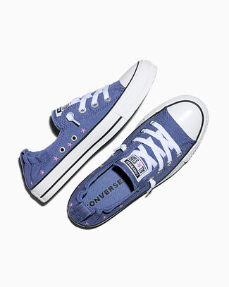 Chuck Taylor All Star Shoreline Embroidered Stars Indigo Storm/Lt Shocking Orchid Pink/White, Outer Side View