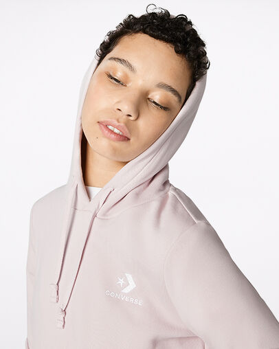 Star Chevron Embroidered Pullover Hoodie Barely Rose