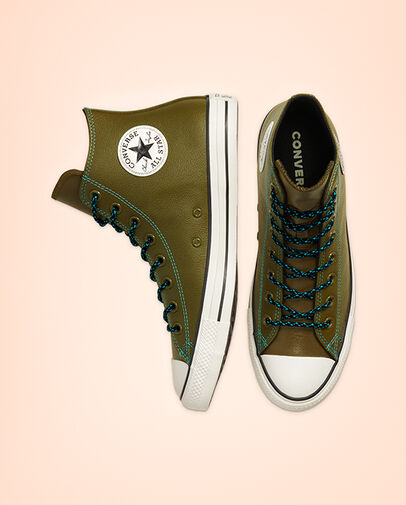 Tumbled Leather Chuck Taylor All Star Surplus Olive/Turbo Green/Egre