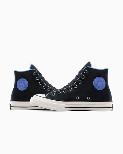 Chuck 70 Canvas & Cotton Black/Black/Open Sky, Detail Angle View