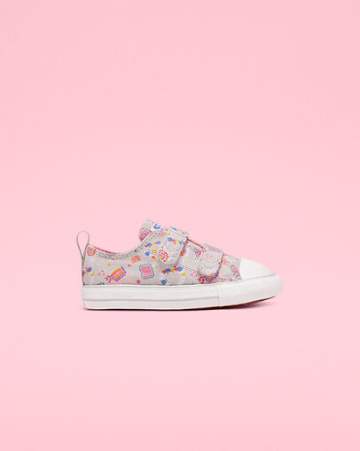 Llama Party Hook and Loop Chuck Taylor All Star Mouse/Coastal Pink/White