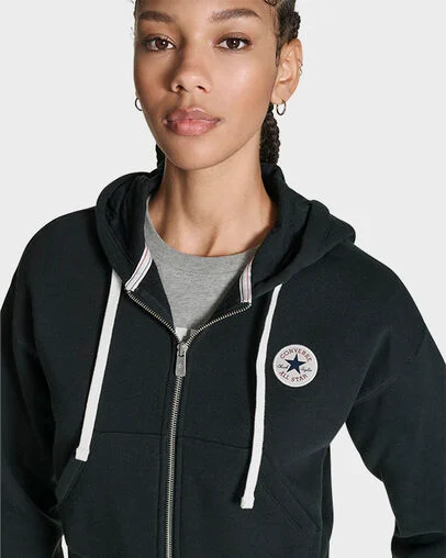 Retro Chuck Taylor Full-Zip Hoodie Black, Detail View