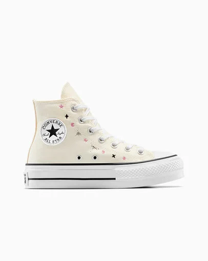 Chuck Taylor All Star Lift Platform Celestial Egret/Black/Cactus Bud, Outer Side View