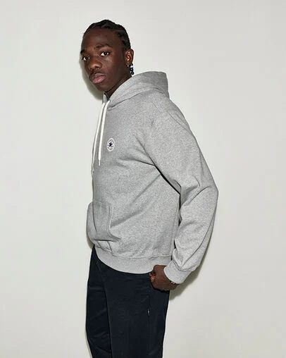 Chuck Taylor Patch Pullover Hoodie Vintage Grey Heather, Back View