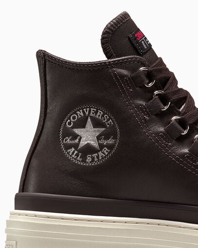 Chuck Taylor All Star Lugged Heel Platform Waterproof Leather Mudguard/Mudguard/Egret, Detail Angle View