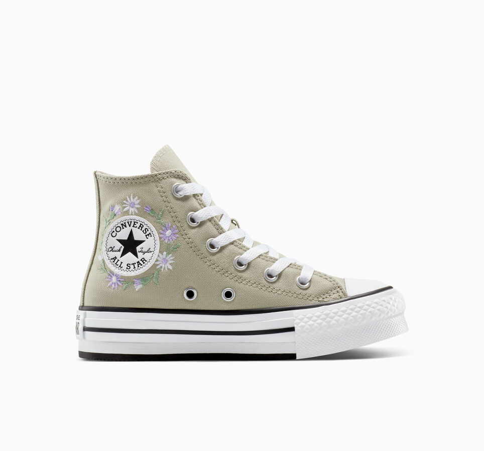 Chuck Taylor All Star EVA Lift Platform Embroidered Florals Pale Surplus/White/Violet Heat