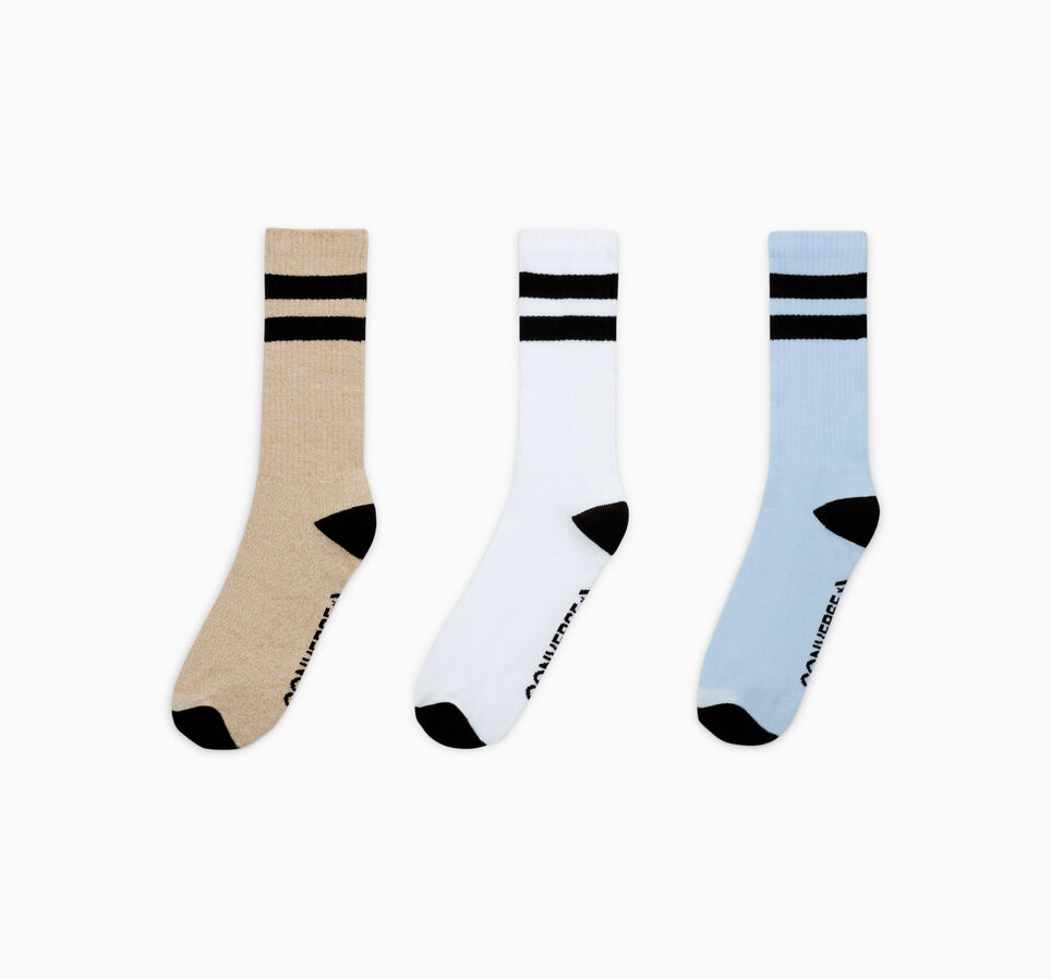 3-Pack Double Stripe Crew Socks Nutty Granola/White/Cloudy