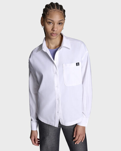 Oversized Oxford Shirt White, Full Body View