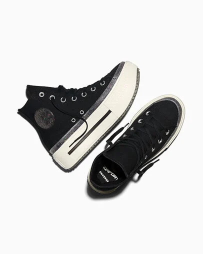 Chuck Taylor All Star Lift Double Stack Platform Jelly Black/Black/Egret, Angled View