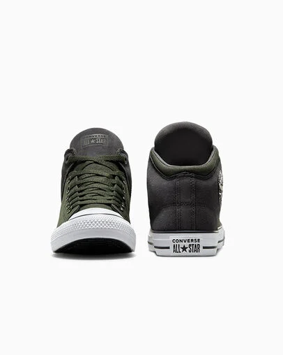 Chuck Taylor All Star High Street Suede & Canvas Cave Green/Dark Matter/White, Heel View