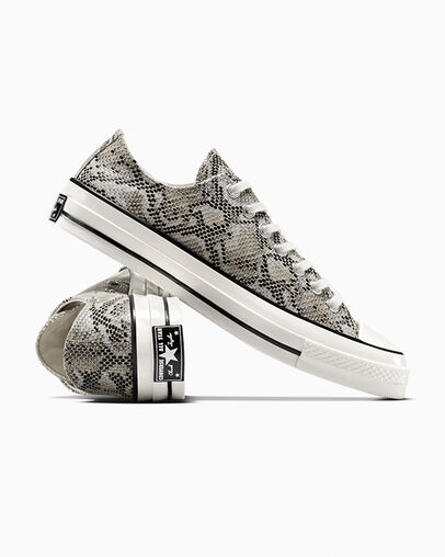 Chuck 70 Faux Snakeskin Low Top Pale Surplus/Egret/Black, Detail Angle View