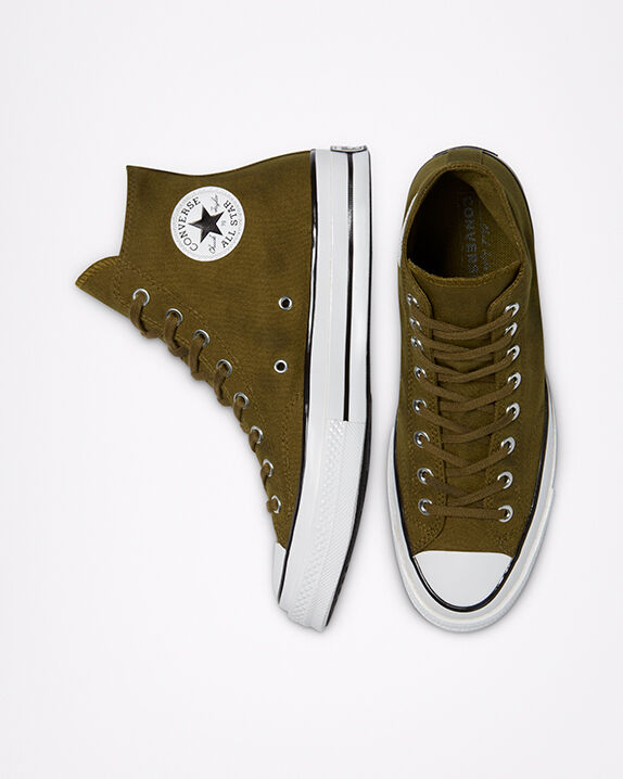 khaki leather converse