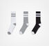 3-Pack Classic Double Stripe Crew Socks White/Grey/Black