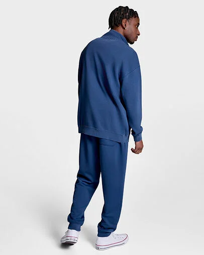 Loose-Fit Sneaker Patch Half-Zip Slacker Blue, Detail View
