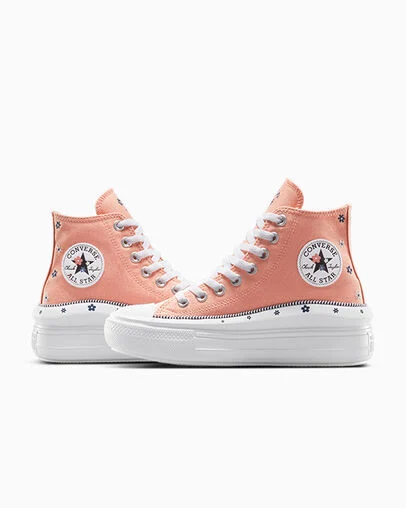 Chuck Taylor All Star Move Platform Petite Petals Vintage Peach/White, Detail Angle View