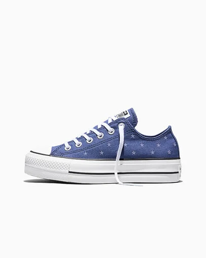 Chuck Taylor All Star Lift Platform Embroidered Stars Indigo Storm/Very Peri Purple/White, Inner Side View