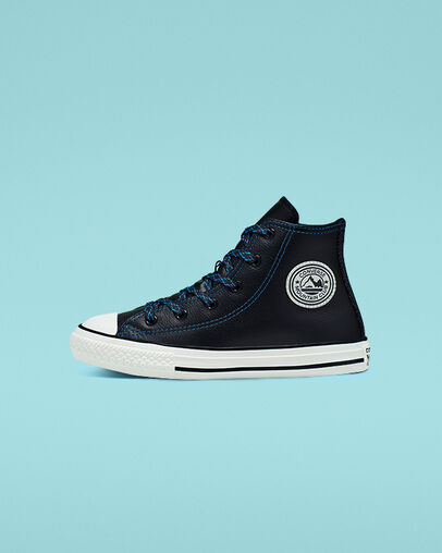 Tumbled Leather Chuck Taylor All Star Black/Hyper Royal/Egret