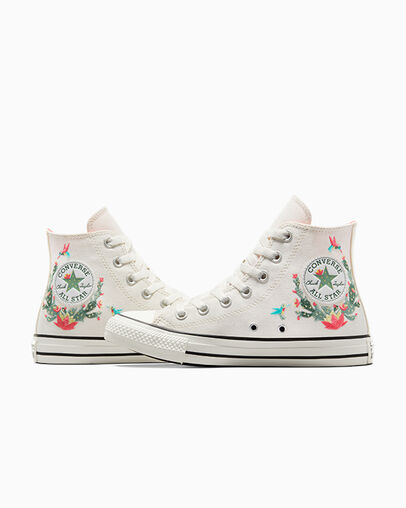 Chuck Taylor All Star Succulent Embroidery Vintage White/White, Detail Angle View