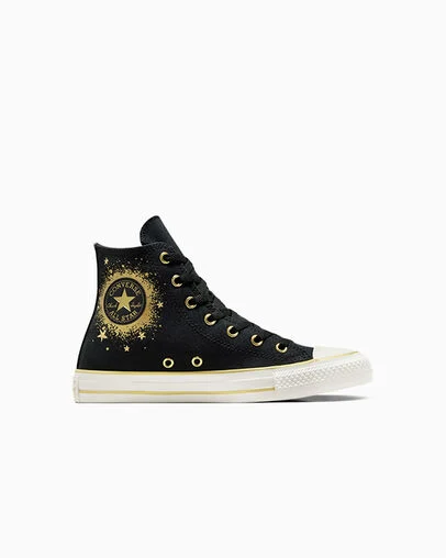 Chuck Taylor All Star Gold Metallic Black/Gold/White, Outer Side View