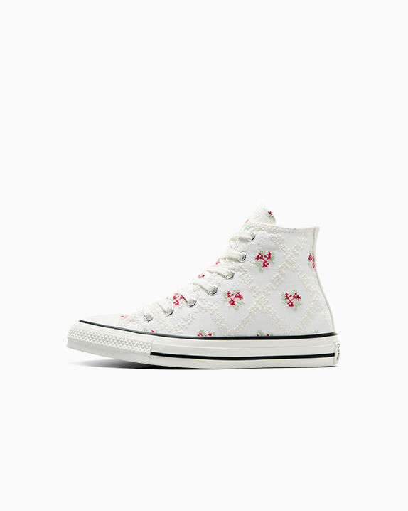 Chuck Taylor All Star Rose Cross Stitch Big Kids High Top Shoe