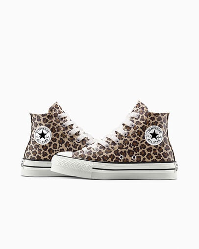 Chuck Taylor All Star EVA Lift Platform Leopard Warm Quarry/Vintage White, Detail Angle View