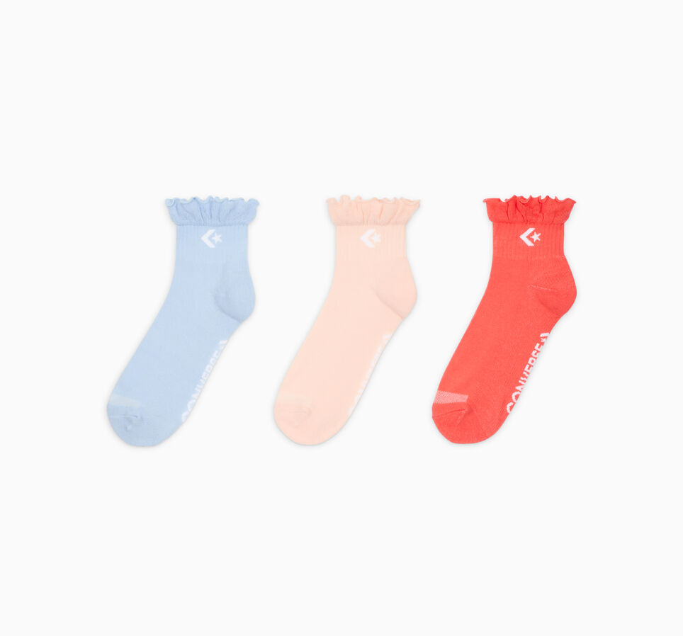 3-Pack Frilled Edge Quarter Socks Cloudy Daze Grey/Chipmunk Cheek/Wat
