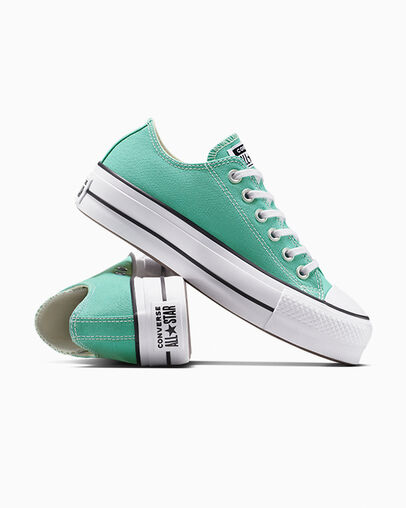 Chuck Taylor All Star Lift Platform Canvas Archive Sea Green/White/Black, Detail Angle View