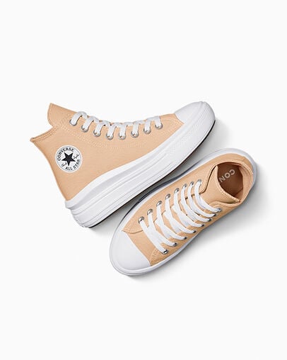 Chuck Taylor All Star Move Platform Canvas Coastal Dune/White, Angled View