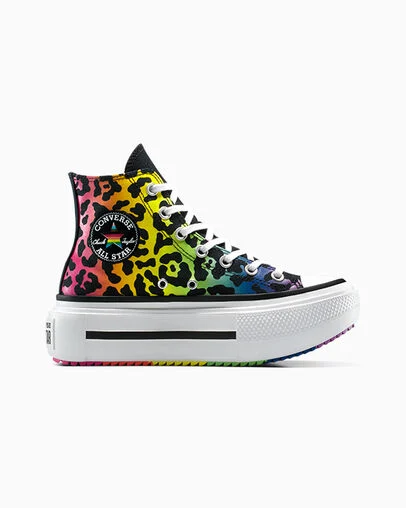 Chuck Taylor All Star Lift Double Stack Platform Pride Chaos Fuchsia/Orange Rind, Outer Side View