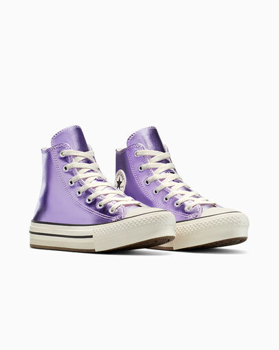 Chuck Taylor All Star EVA Lift Platform Metallic Purple/Egret/Black, Top and Side View