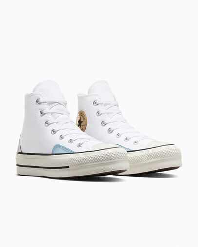 Converse All Star Lift Y2K Chrome White/Silver/Gold, Top and Side View