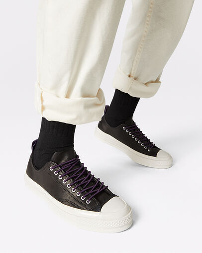 Fleece-Lined Leather Chuck 70 Black/Grand Purple/Egret