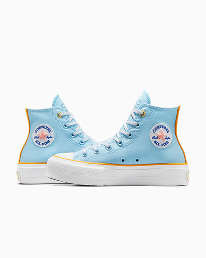 Chuck Taylor All Star Lift Platform Camp Converse True Sky/White/Yellow, Detail Angle View