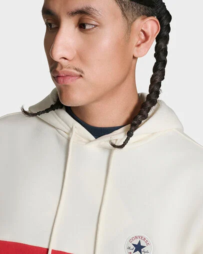 Color Block Pullover Hoodie Converse Egret Multi, Detail View
