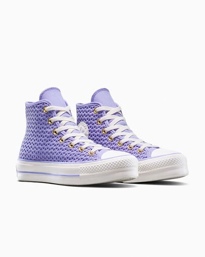 Chuck Taylor All Star Lift Platform Knit Violet Heat/Violet Heat/Egret, Top and Side View