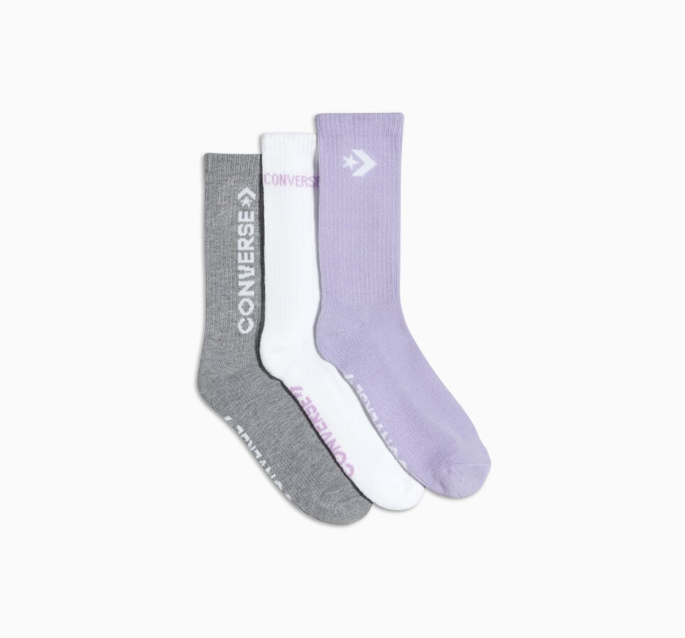 3-Pack Striped Crew Socks Coral/Lgh/Lilac