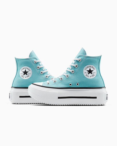 Chuck Taylor All Star Lift Double Stack Platform Canvas Deja Blue/White/Black, Detail Angle View