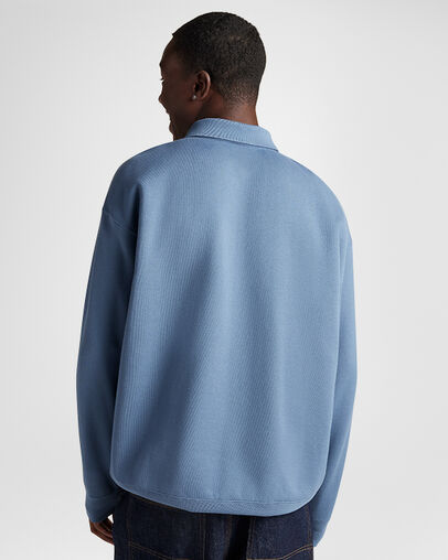 Premium Collared Crew Sweatshirt Lakeside Blue, Back View