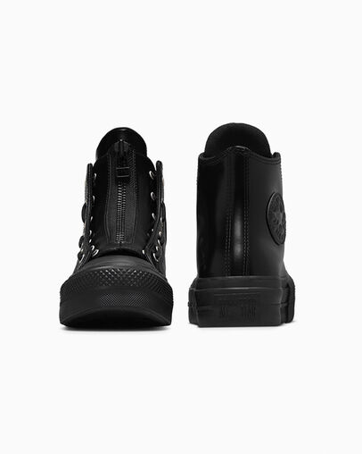 Chuck Taylor All Star Lift Platform Leather Black/Total Eclipse/Black, Heel View