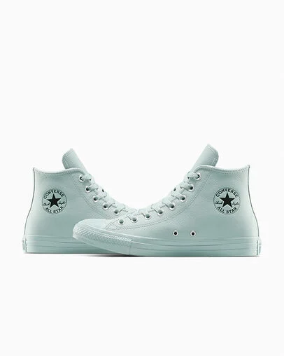 Chuck Taylor All Star Water-Repellent Leather Mountain Teal/Black, Detail Angle View