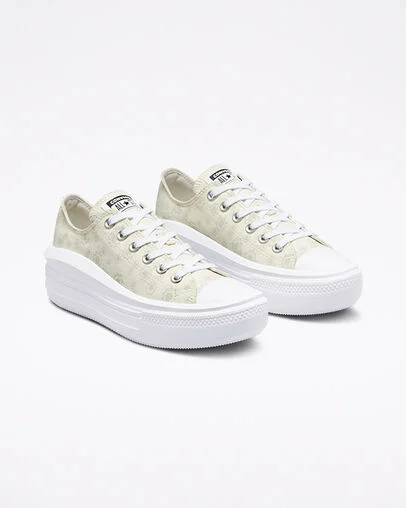 Chuck Taylor All Star Move Platform Tonal Floral White/Mouse/White, Angled View
