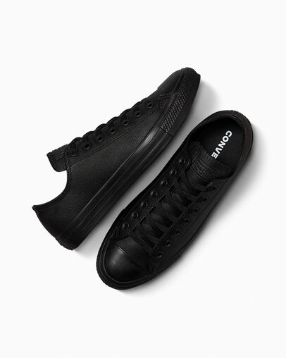 Chuck Taylor All Star Leather Black Mono, Angled View