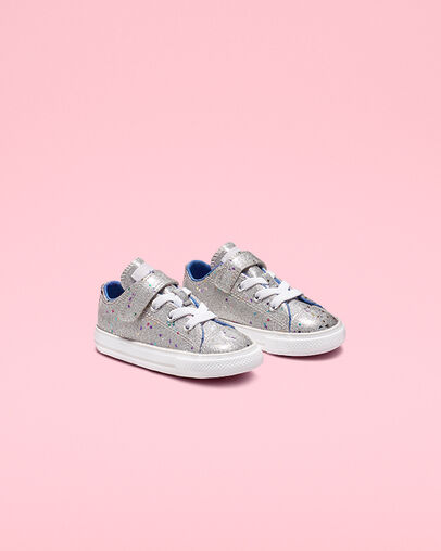 Chuck Taylor All Star Galaxy Glimmer Hook and Loop Low Top Silver/Ozone Blue/White