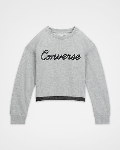 Converse Script Cropped Crew Dark Grey Heather