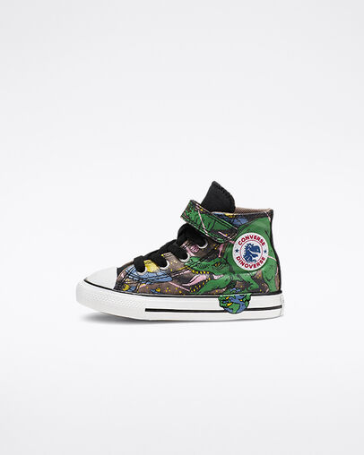 Chuck Taylor All Star Interstellar Dinos Hook and Loop High Top Mason Taupe/Bold Kiwi/Black