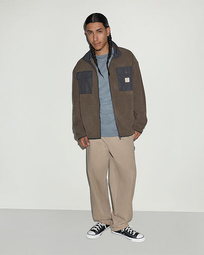 Converse Garage Full-Zip Fleece Jacket Truffle, Detail View