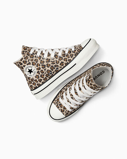 Chuck Taylor All Star EVA Lift Platform Leopard Warm Quarry/Vintage White, Angled View
