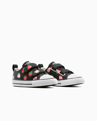 Chuck Taylor All Star Strawberries Easy-On Black/Soft Red/Watermelon Pink, Top and Side View